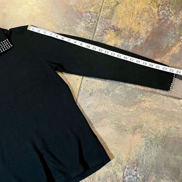 NWT TanJay Cowl Neck Beaded Black Sweater Small - Picture 6 of 13